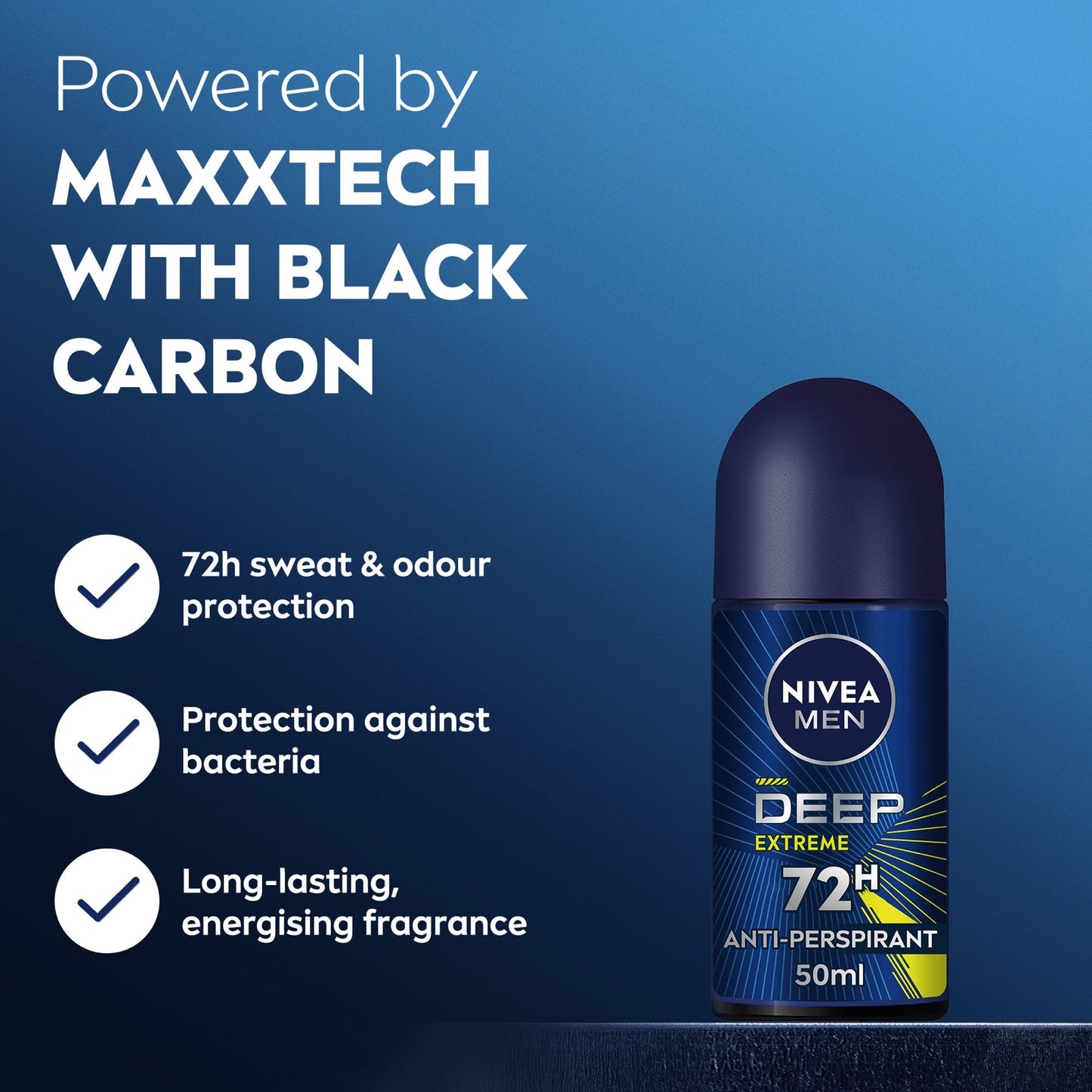 Nivea Men Deep Extreme Maxxtech, Antiperspirant for Men, Roll-on 50ml