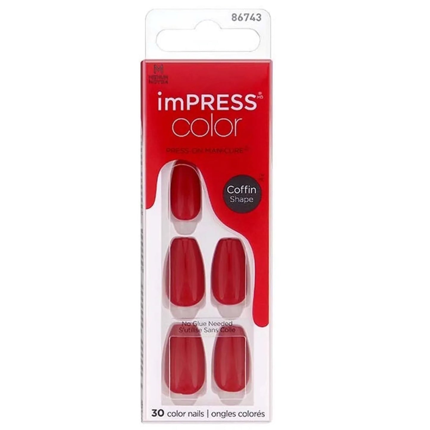 Kiss Impress Color Medium Coffin Shape Nails 30's - Reddy or Not
