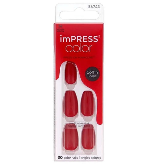 Kiss Impress Color Medium Coffin Shape Nails 30's - Reddy or Not