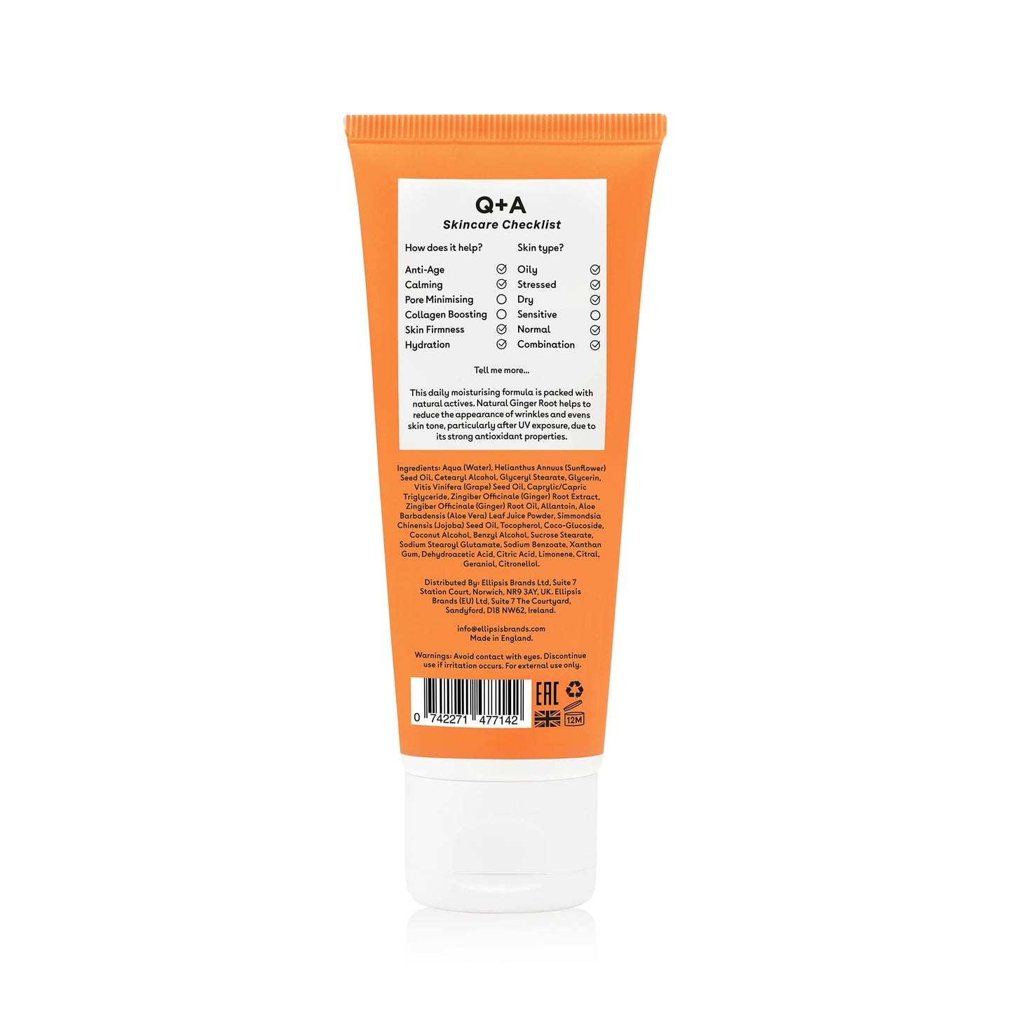 Q+A Ginger Root Daily Moisturiser 75ml