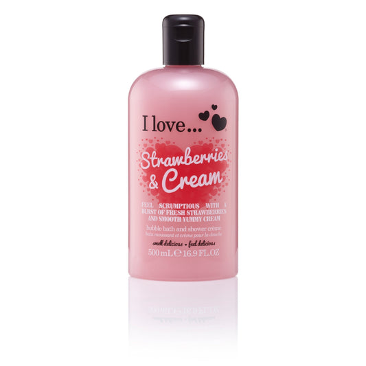I Love Strawberries & Cream Bubble Bath and Shower Cream 500ml
