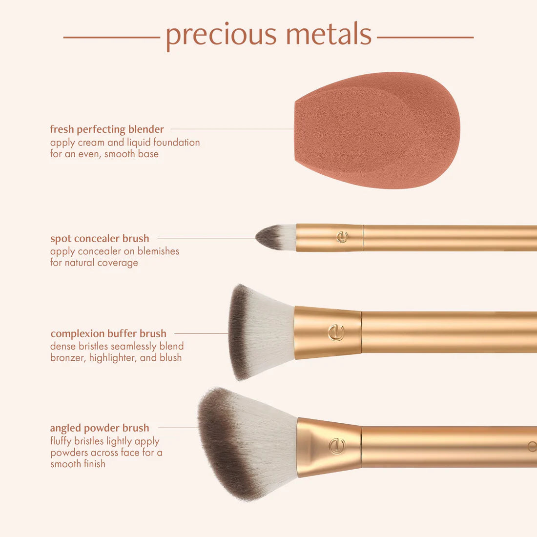 EcoTools Precious Metals Face Blend + Sculpt Kit, 4 Piece Set