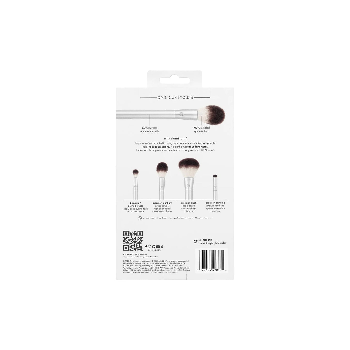 EcoTools Precious Metals Cheek + Eye Highlight Kit, 4 Piece Set