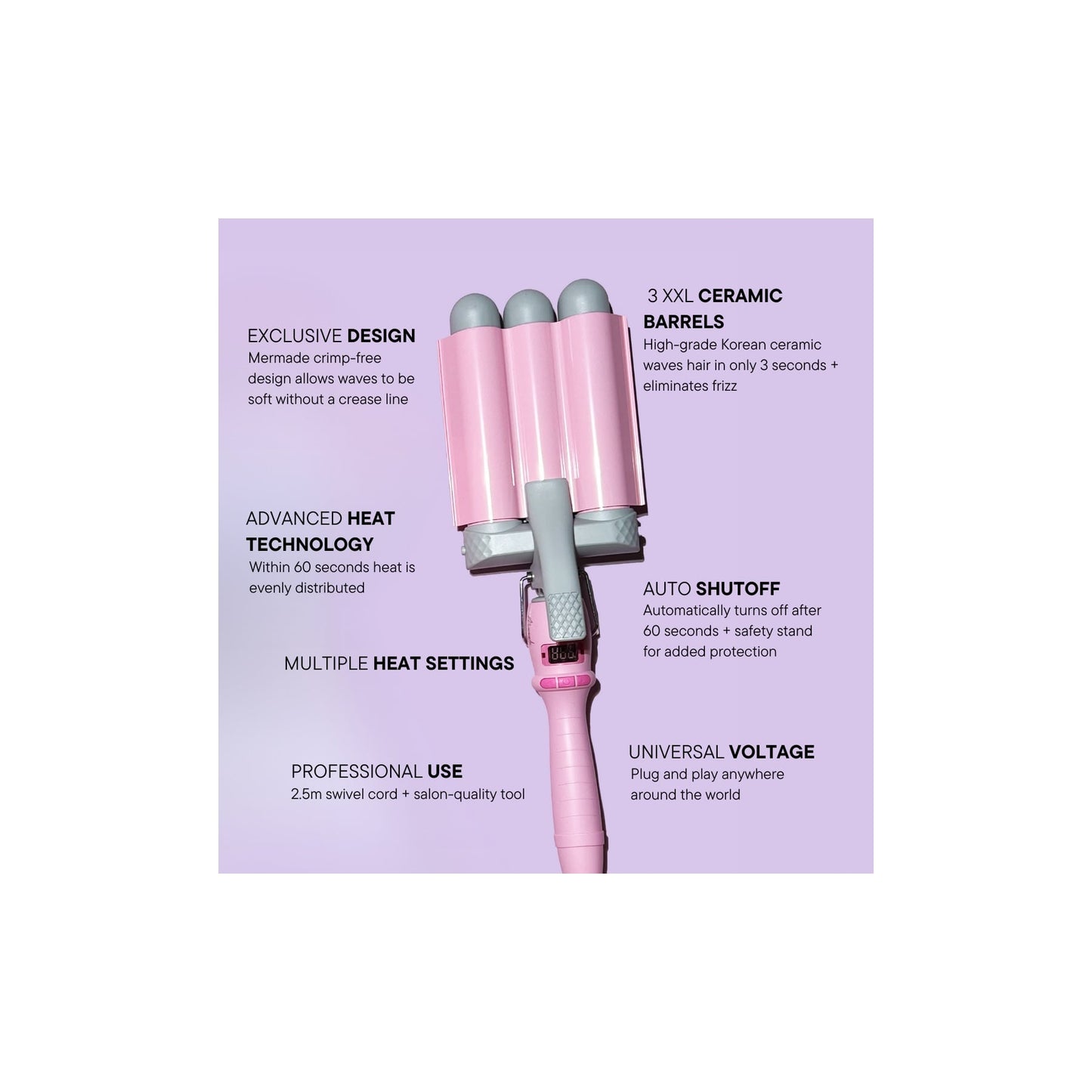 Mermade Hair Pro Waver 32mm - Pink
