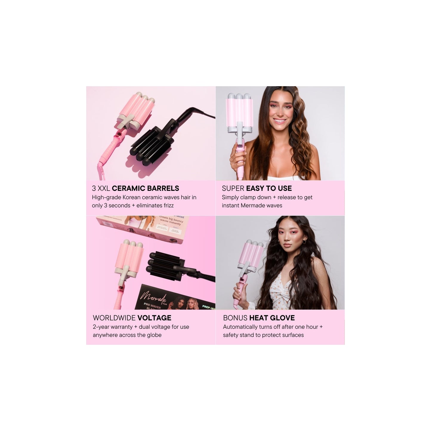 Mermade Hair Pro Waver 32mm - Pink