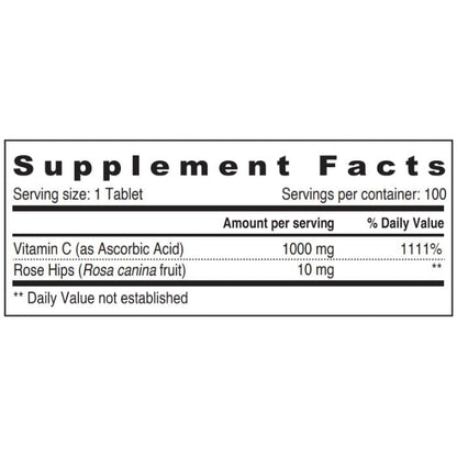 Sunshine Nutrition Vitamin C 1000 Mg With Rosehips 100 Tablets