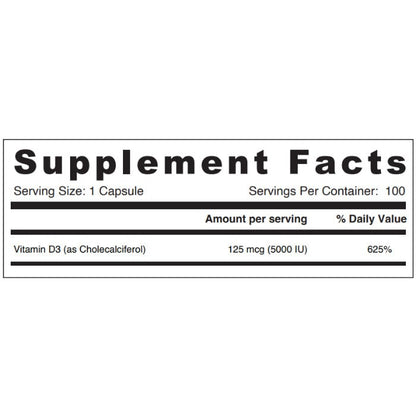 Sunshine Nutrition Vitamin D 5000 Iu 100 Tablets