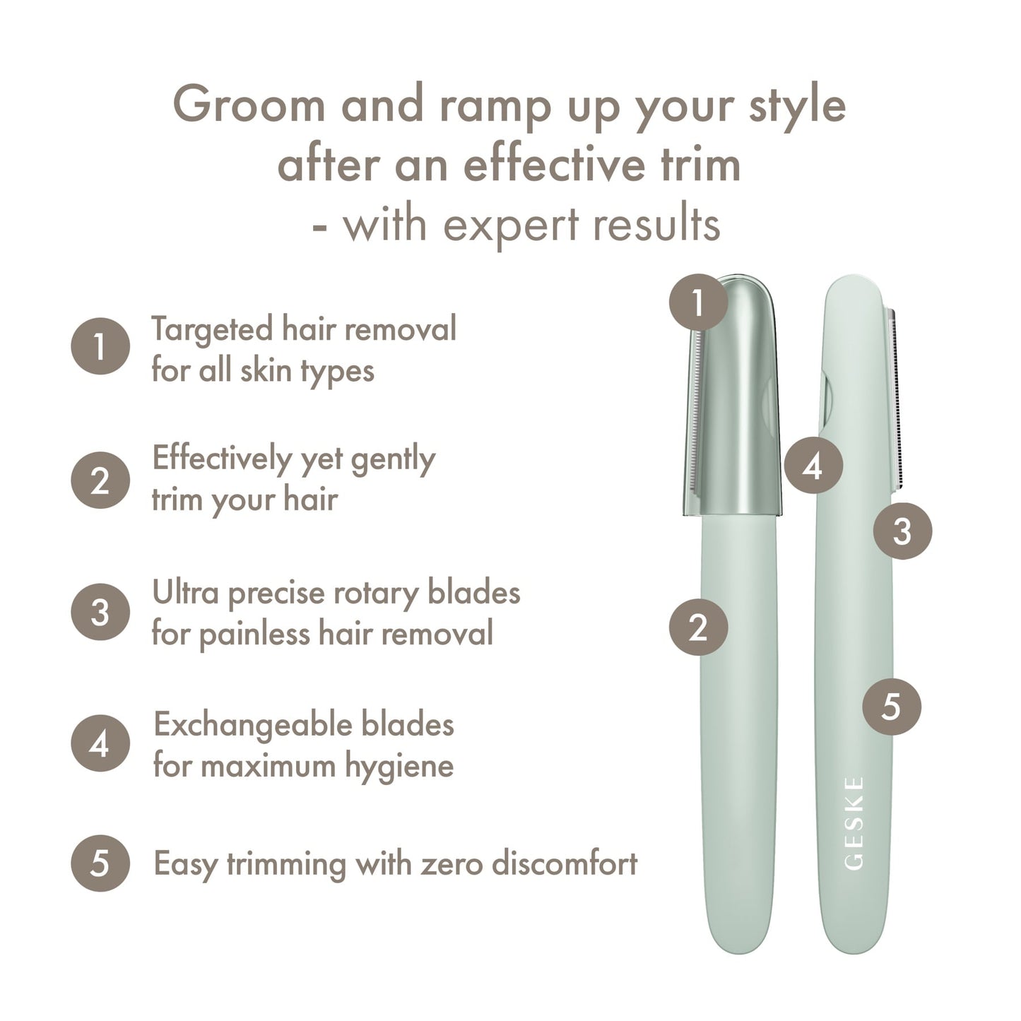 Geske Precision Trimmer 4-in-1 Painless Hygienic Hair Remover Green