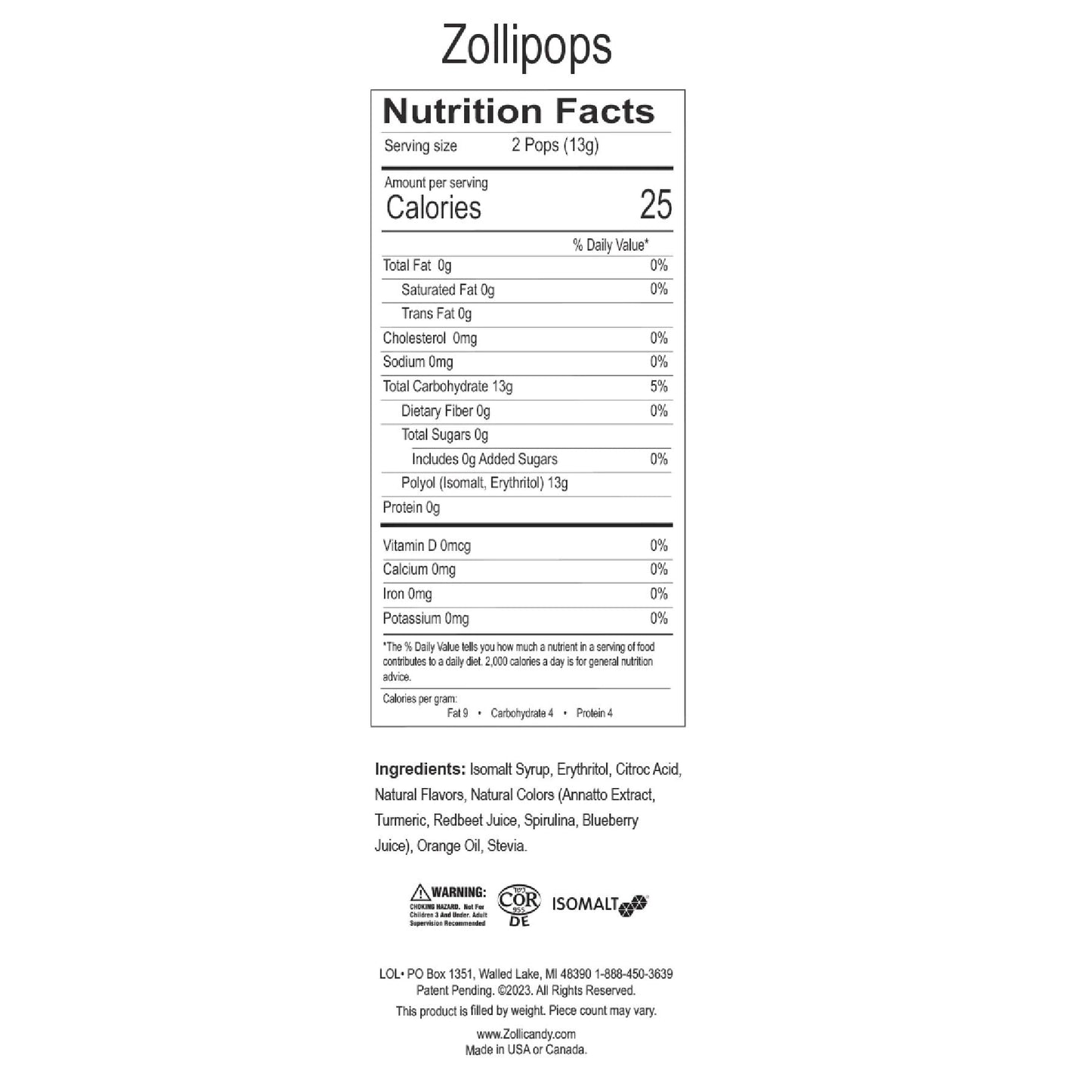 Zollipops Clean Teeth Pops Mixed Fruit 87 g