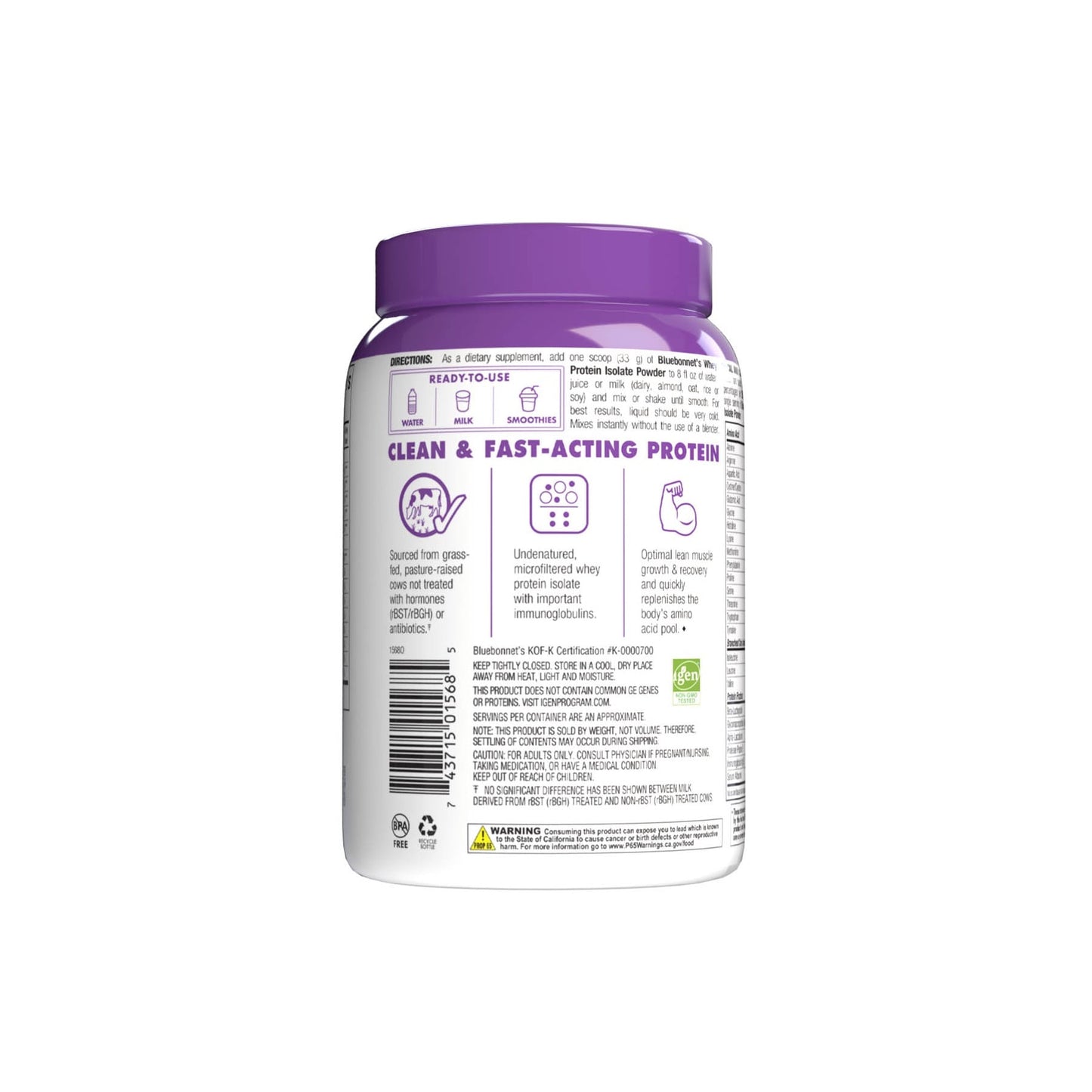 Bluebonnet Whey protein Isolate Chocolate 462g