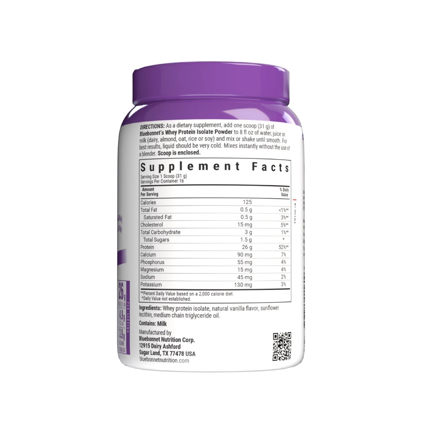 Bluebonnet Whey Protein Isolate 462g