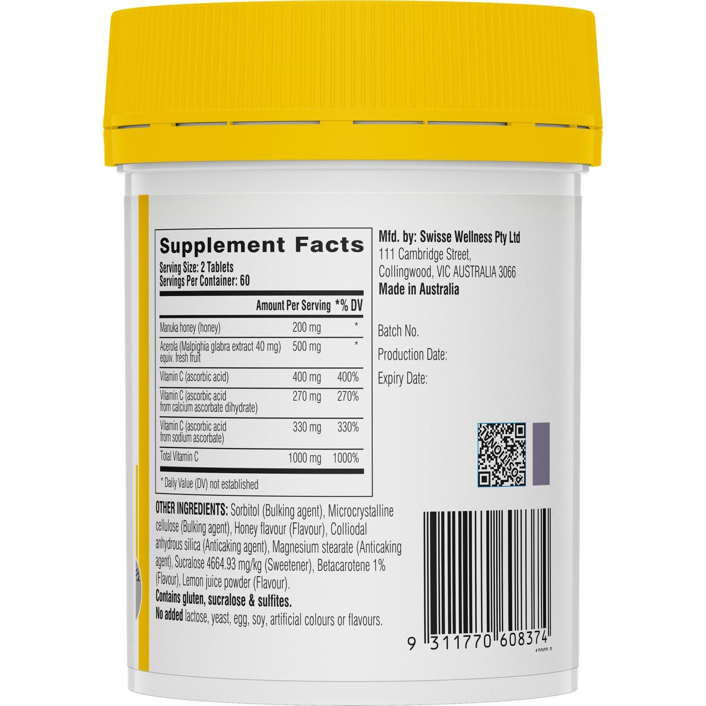 Swisse Ub Vitamin C + Manuka Honey 120 Tab