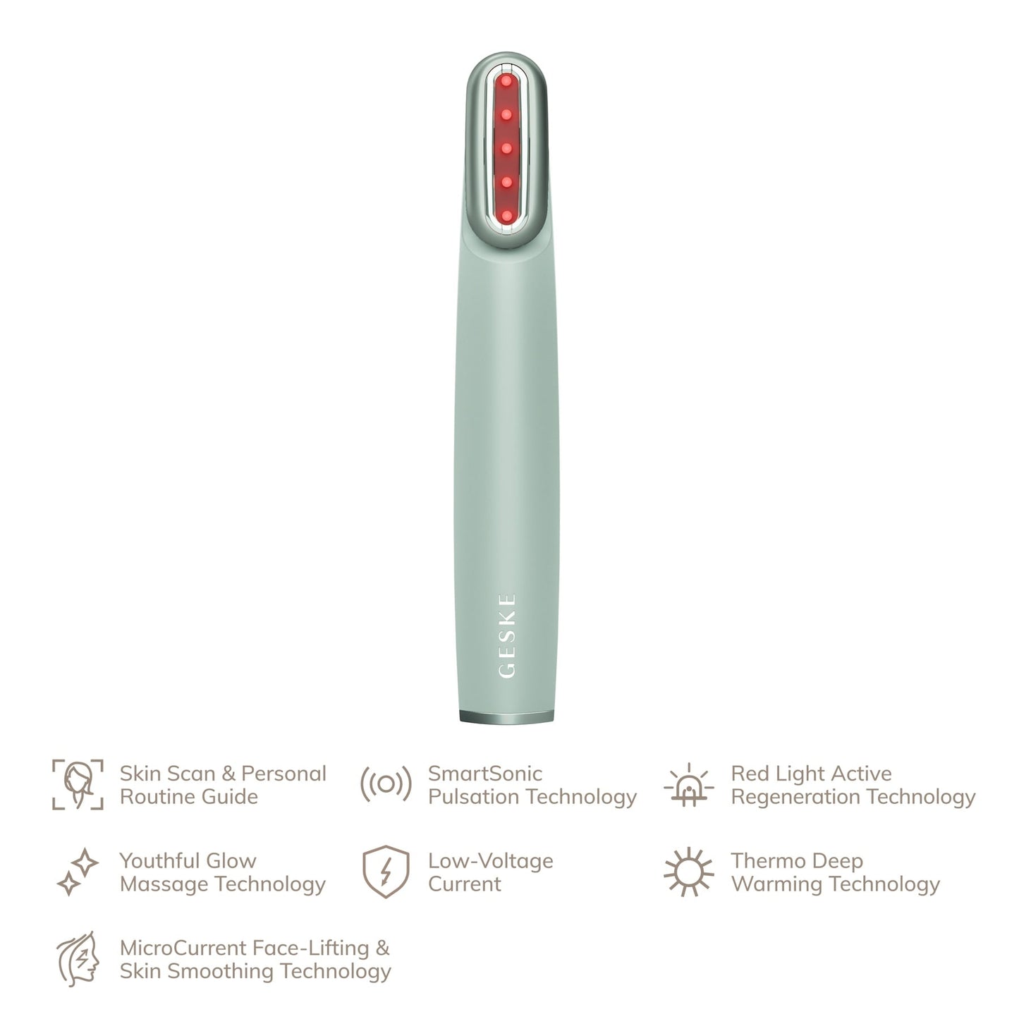 Geske Skin Firming Wand 7-in-1 Anti-aging Microcurrent Face-lift Green