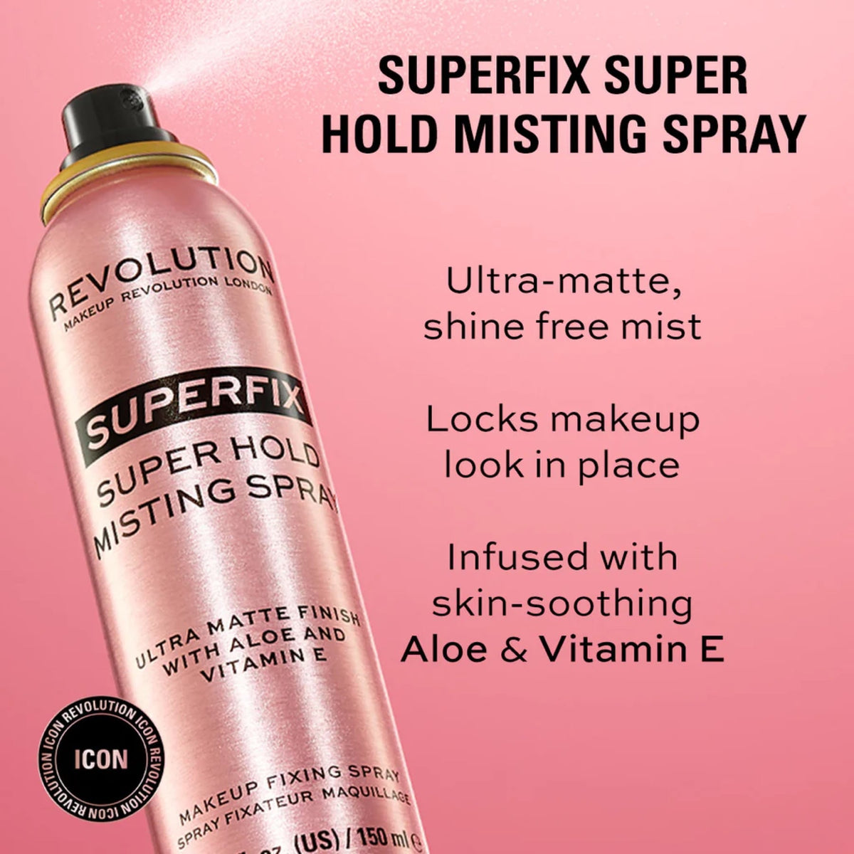 Revolution Superfix Super Hold Ultra Matte Fixing Mist – 16h Longwear