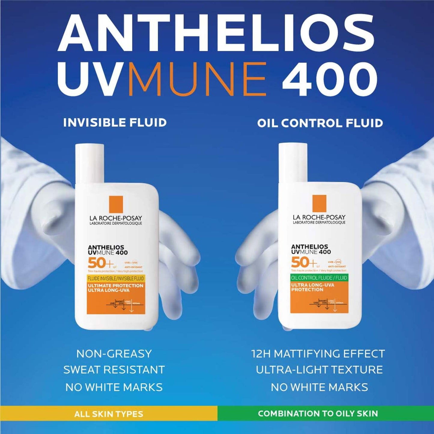La Roche-Posay Anthelios UVMune 400 Oil Control Invisible Fluid Sunscreen SPF50+ for Oily Skin 50ml
