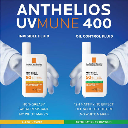 La Roche-Posay Anthelios UVMune 400 Oil Control Invisible Fluid Sunscreen SPF50+ for Oily Skin 50ml