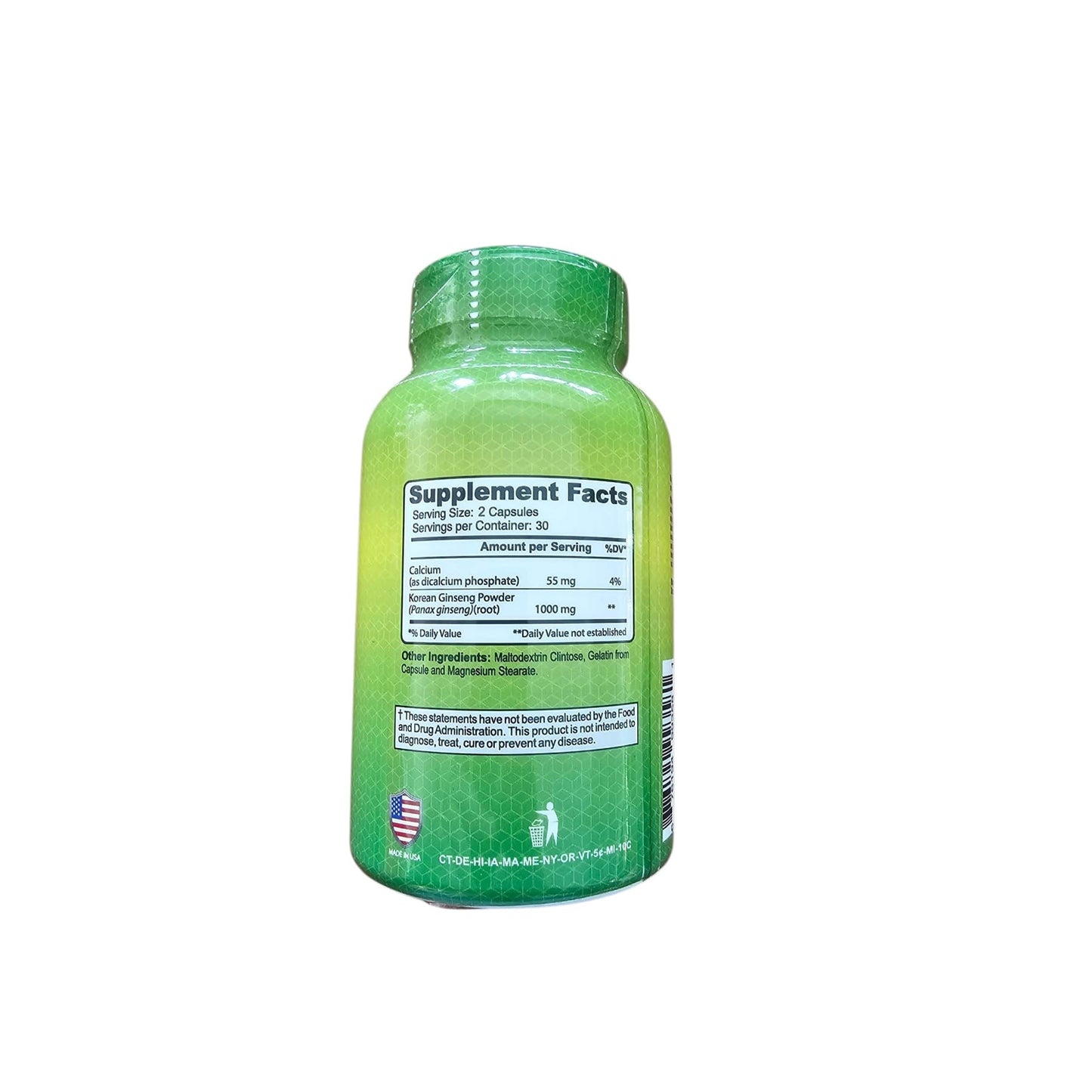 Alfa Vitamins Korean Ginseng 1000 mg - 60 Capsules