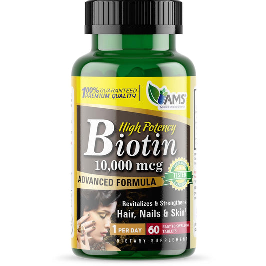 AMS Biotin 10,000 Micrograms 60 Tablets