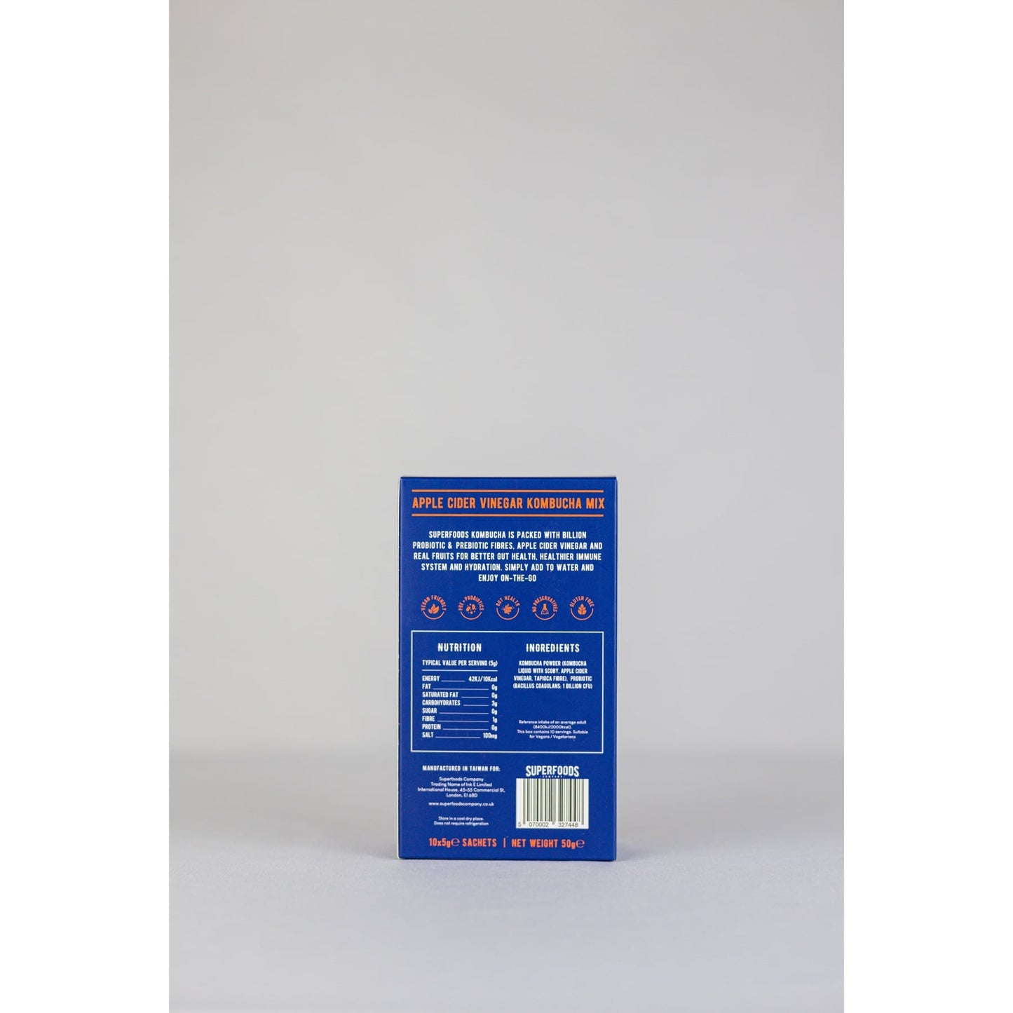 Superfoods Instant kombucha Box Original Flavour 10 Sachets 50g