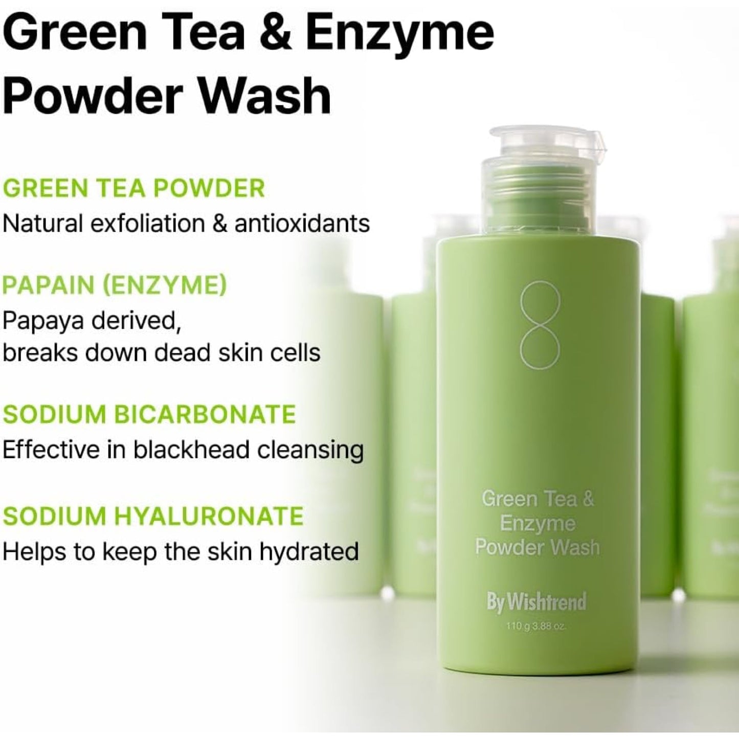 By Wishtrend Green Tea & Enzyme Powder Face Wash 110g