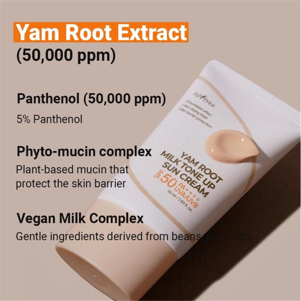 Isntree Yam Root Milk Tone Up Sun Cream SPF50+ PA++++ 50ml
