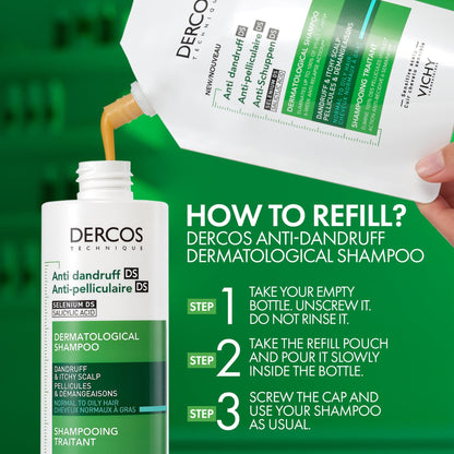 Dercos Anti-dandruff Shampoo Normal to Oily Refill 390ml