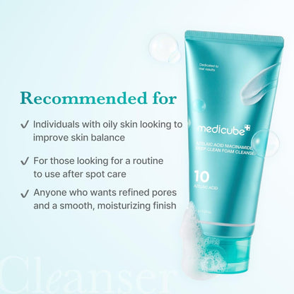 Medicube Azelaic Acid Niacinamide Deep Clean Foam Cleanser 120g