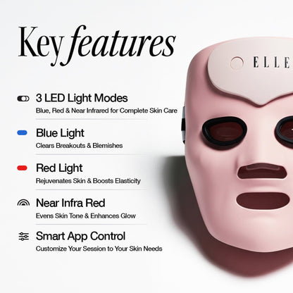 ELLE Radiance Boost Pro LED Face Mask with Red, Blue & Infrared Light
