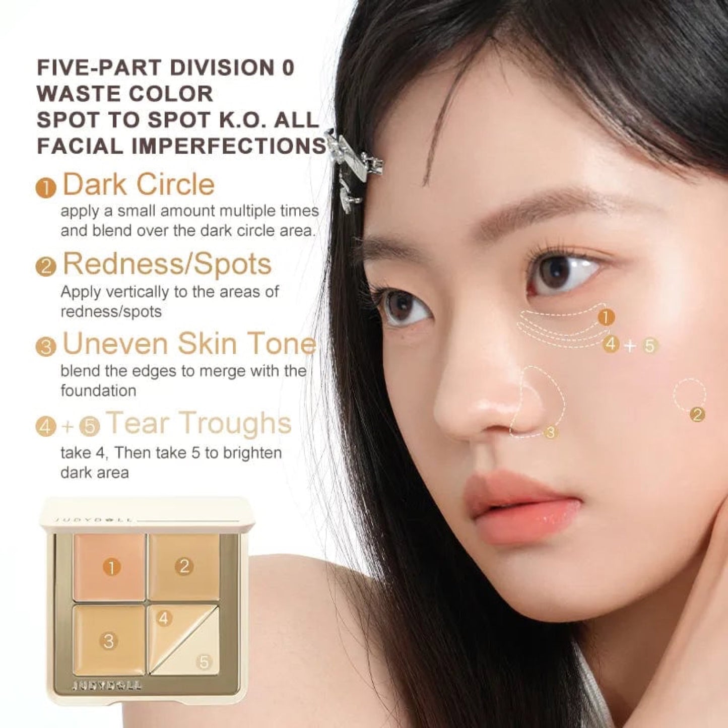 Judydoll 5 Shades Concealer Palette 02 Natural