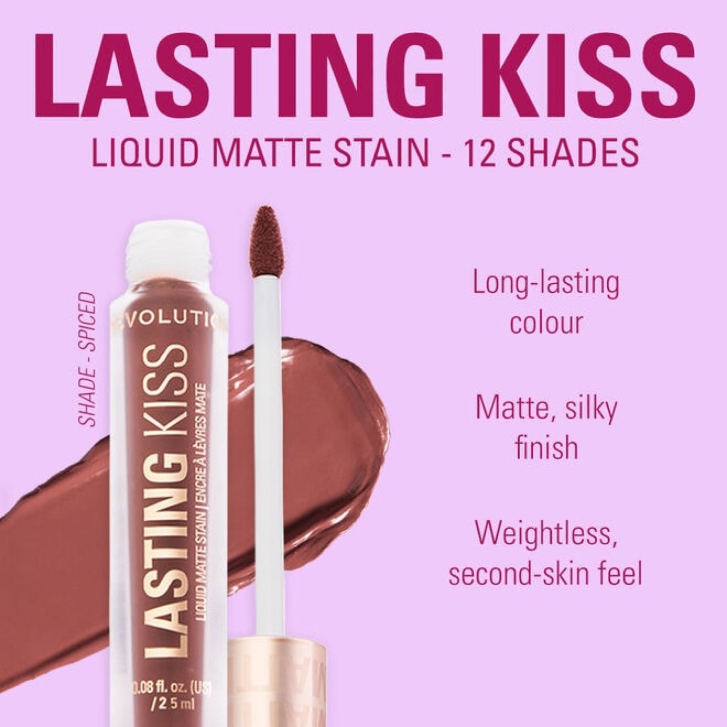 Makeup Revolution Lasting Kiss Liquid Lipstick – Long-Lasting Matte