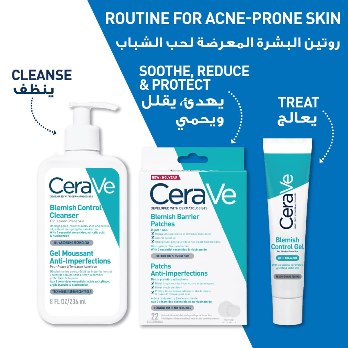 Cerave Blemish Barrier Patches With 3 Essential Ceramides and Niacinamide, 22pcs