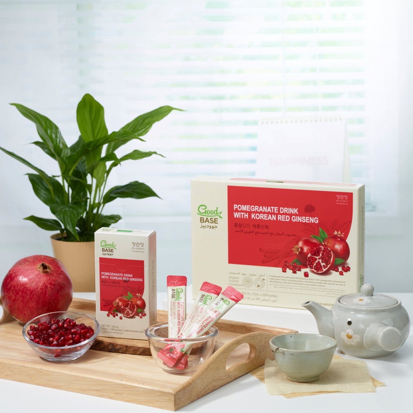 CKJ Good Base Korean Red Ginseng Pomegranate Drink 30 x 10ml Sticks