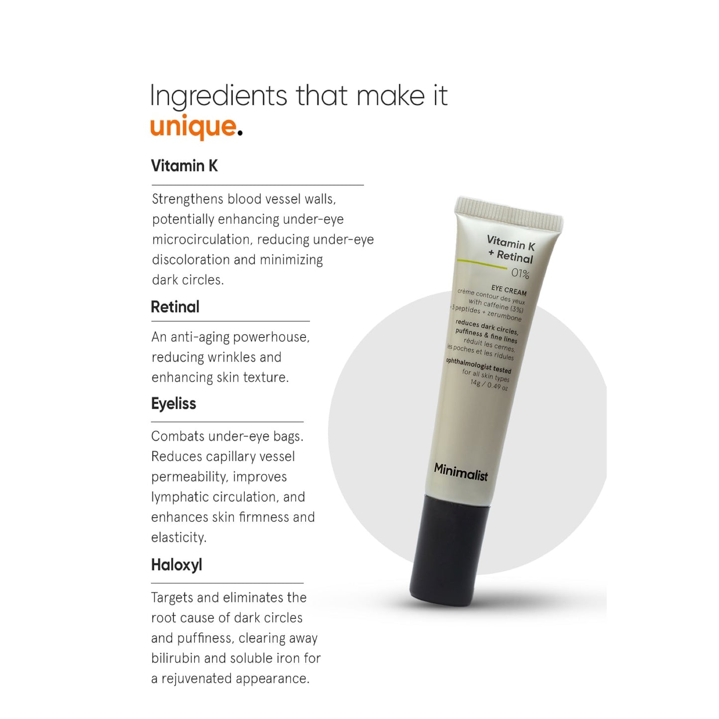 Minimalist Vitamin K + Retinal 01% Eye Cream