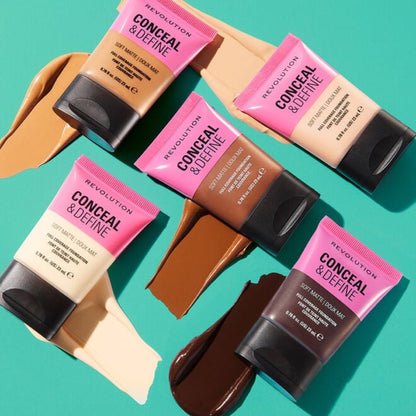 Makeup Revolution Conceal & Define Soft Matte Tube Foundation – Medium to Full Coverage