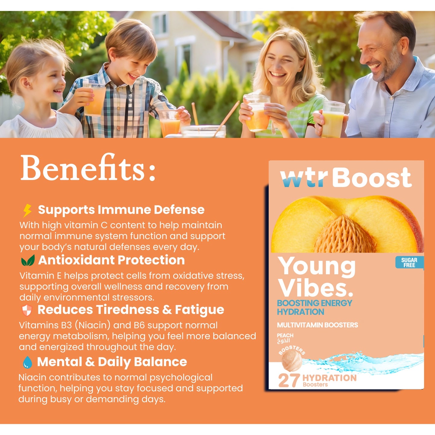Wtrboost Young Vibes Boosting Energy Hydration - Peach