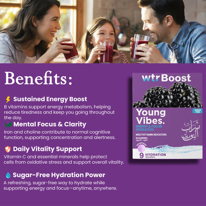 Wtrboost Young Vibes Energy & Focus Hydration Blackberry