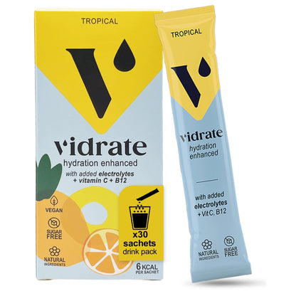 Vidrate Hydration Electrolyte Drink Powder Tropical - 30 Sachets