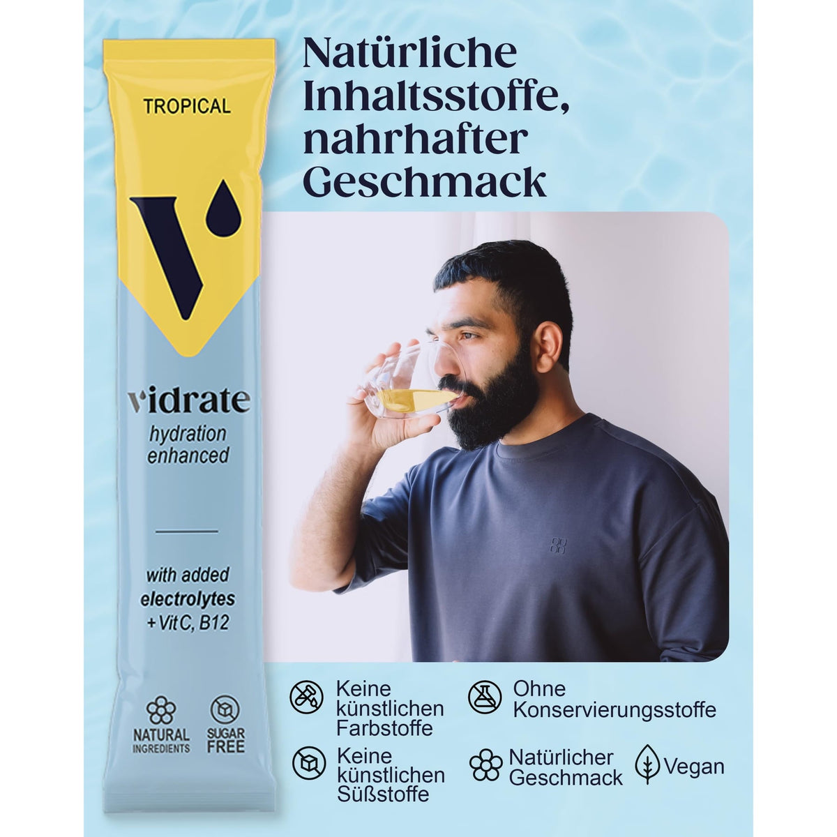 Vidrate Hydration Electrolyte Drink Powder Tropical - 30 Sachets
