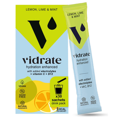 Vidrate Hydration Electrolyte Drink Powder Lemon, Lime & Mint - 30 Sachets