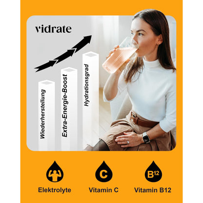 Vidrate Hydration Electrolyte Drink Powder Orange & Peach - 30 Sachets