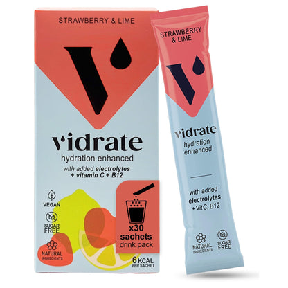 Vidrate Hydration Electrolyte Drink Powder Strawberry & Lime - 30 Sachets