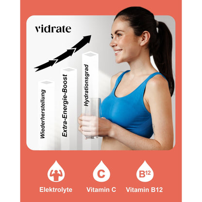 Vidrate Hydration Electrolyte Drink Powder Strawberry & Lime - 30 Sachets