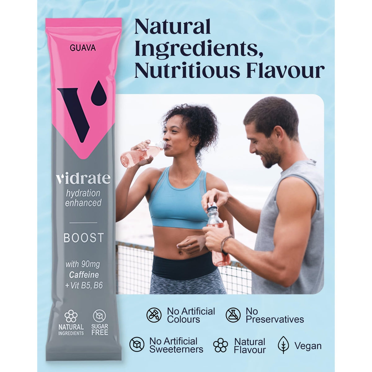 Vidrate Boost Electrolyte Drink Powder with Caffeine Guava - 20 Sachets