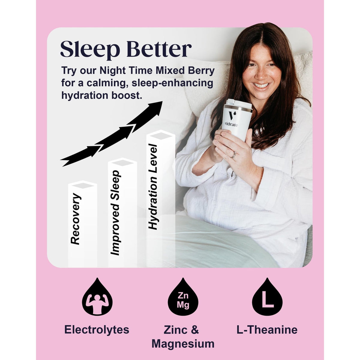 Vidrate Night Time Electrolyte Drink Powder Mixed Berry - 30 Sachets
