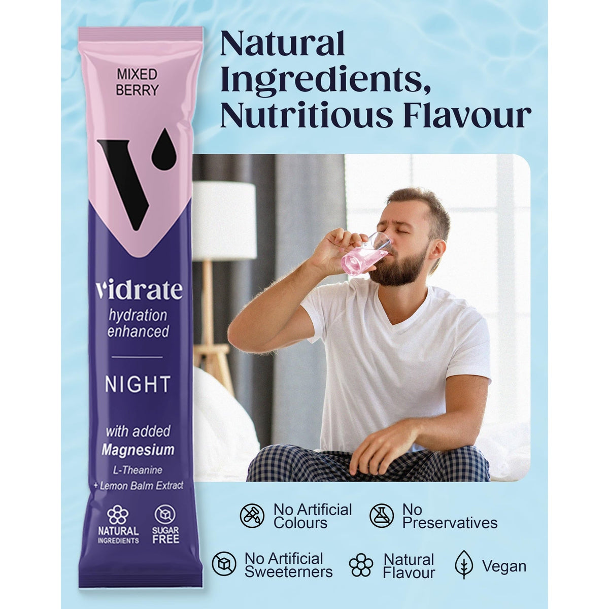 Vidrate Night Time Electrolyte Drink Powder Mixed Berry - 30 Sachets
