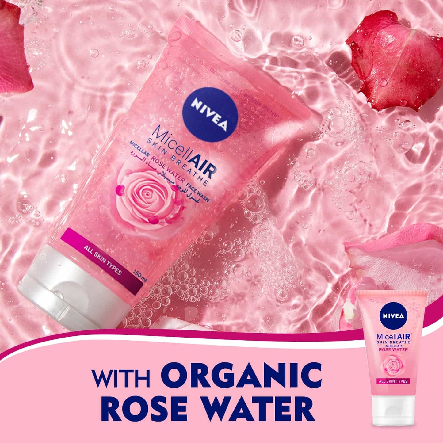 Nivea Rose Care Micellar Face Wash Organic Rose Water 150ml