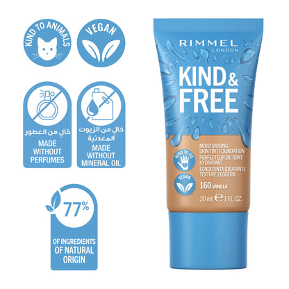 Rimmel KIND & FREE Moisturising Skin Tint Foundation 30ml 150 Rose Vanilla|30ml