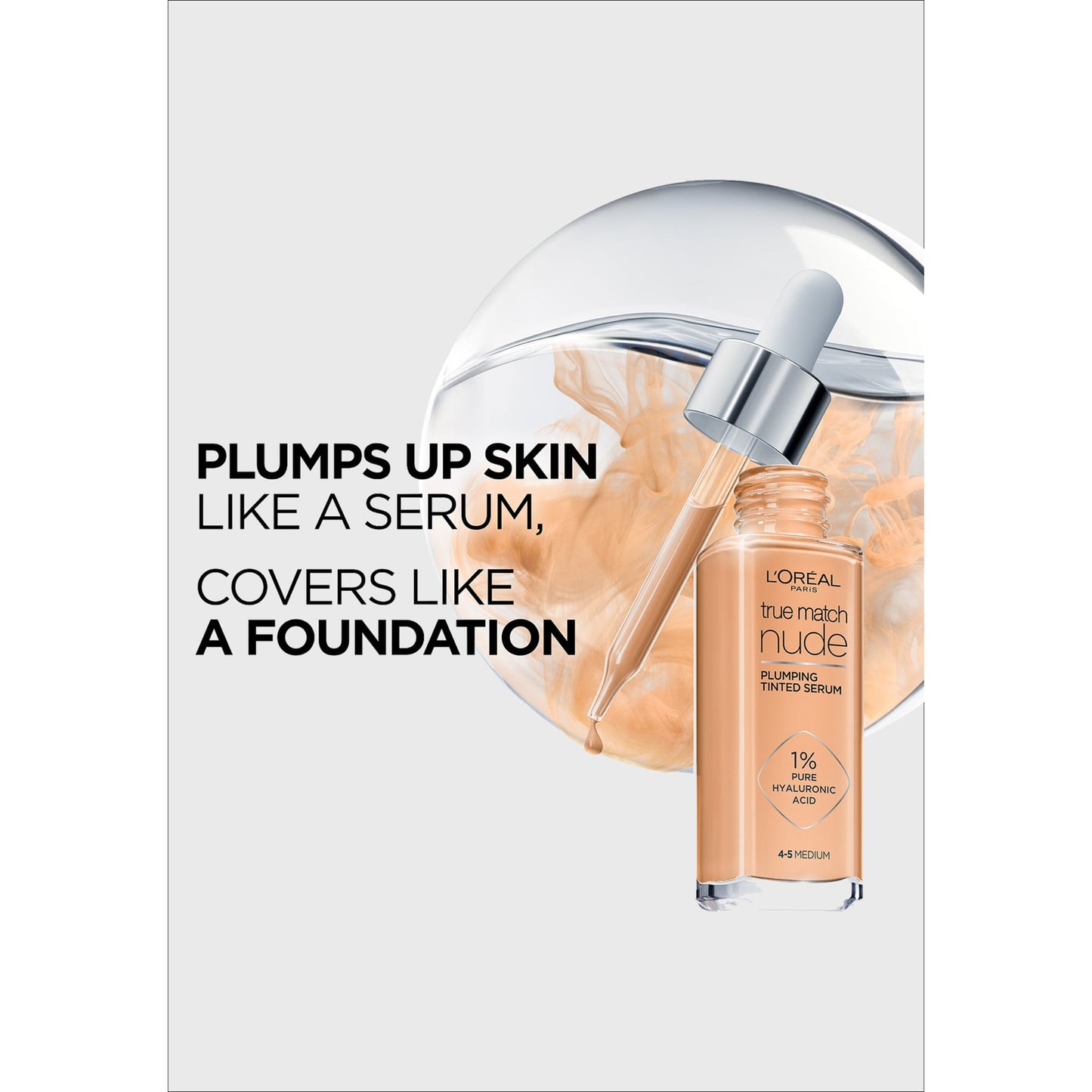 L'Oreal Paris True Match Nude Plumping Tinted Serum Foundation Medium