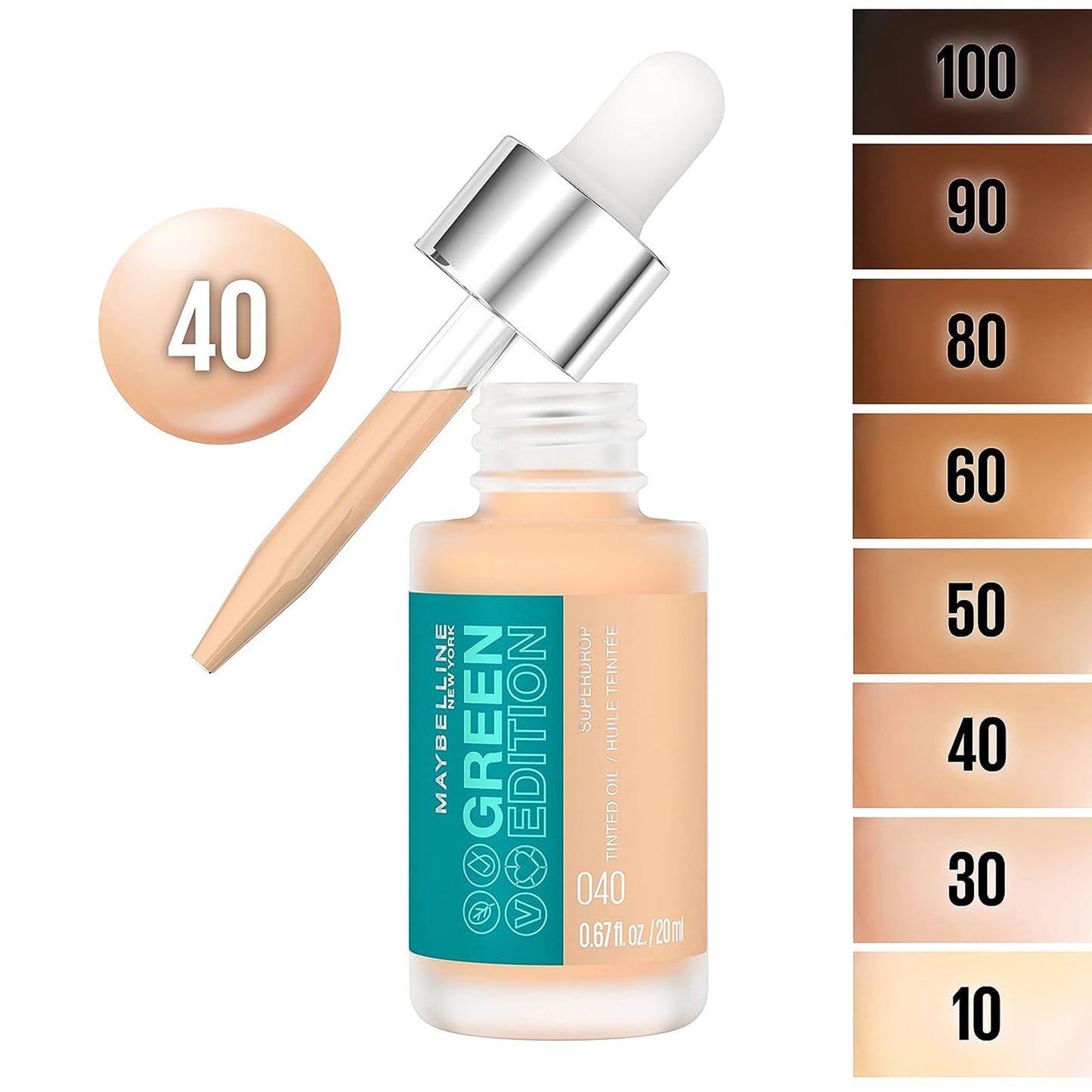 Maybelline Green Edition Superdrop Tinted Oil Foundation 20ml 40|20ml