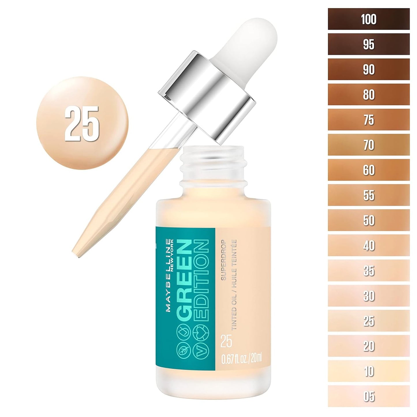 Maybelline Green Edition Superdrop Tinted Oil Foundation 20ml 25|20ml